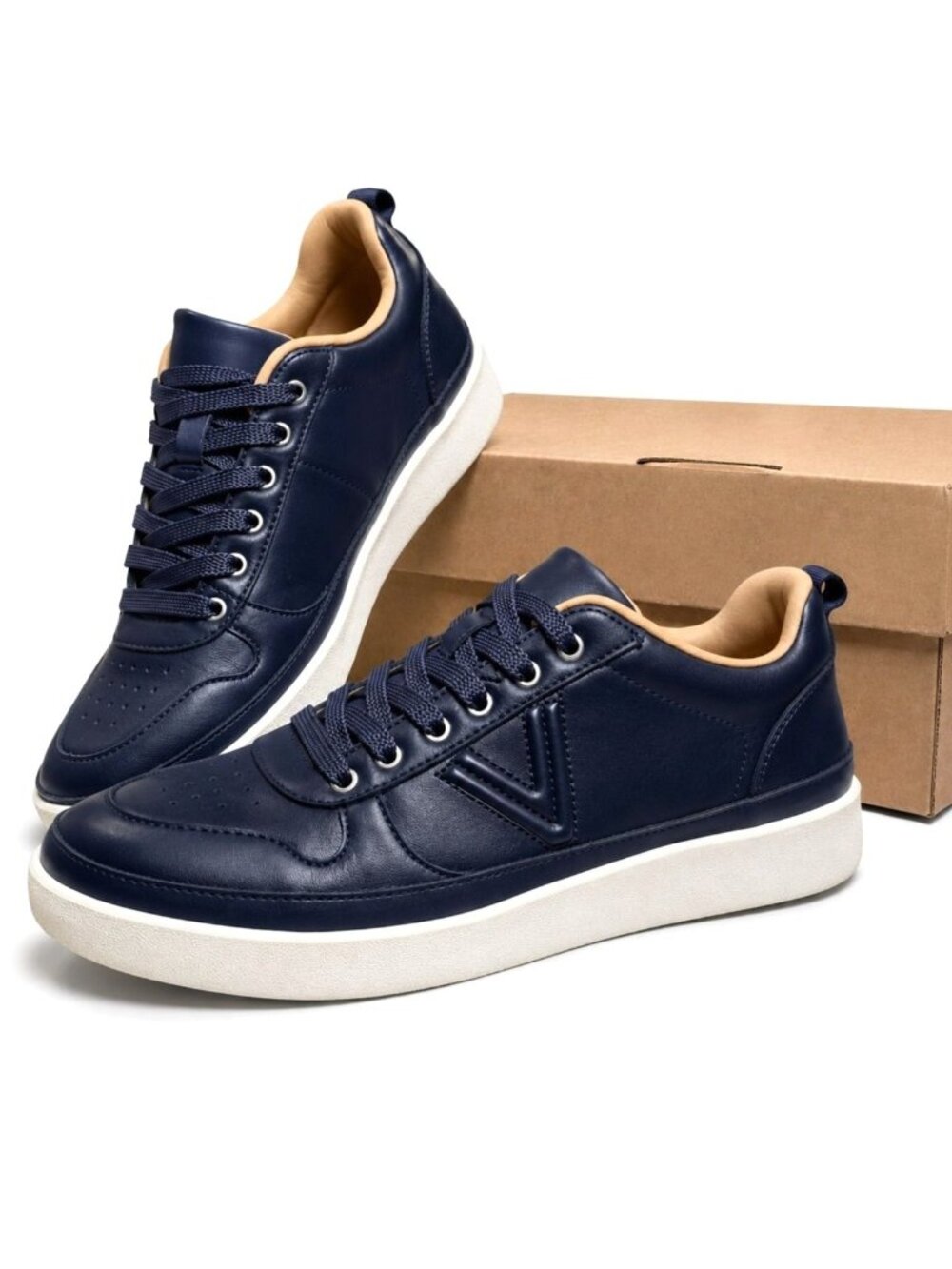 Vionic Elise NAVY Leather Orthotic Supportive Lace-Up Sneaker Women’s Size 8